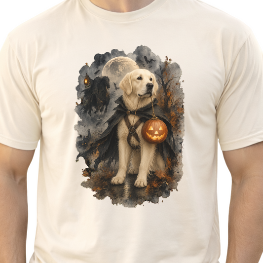 English Cream Golden Retriever Headless Horseman Inspired Halloween Comfort Colors Shirt
