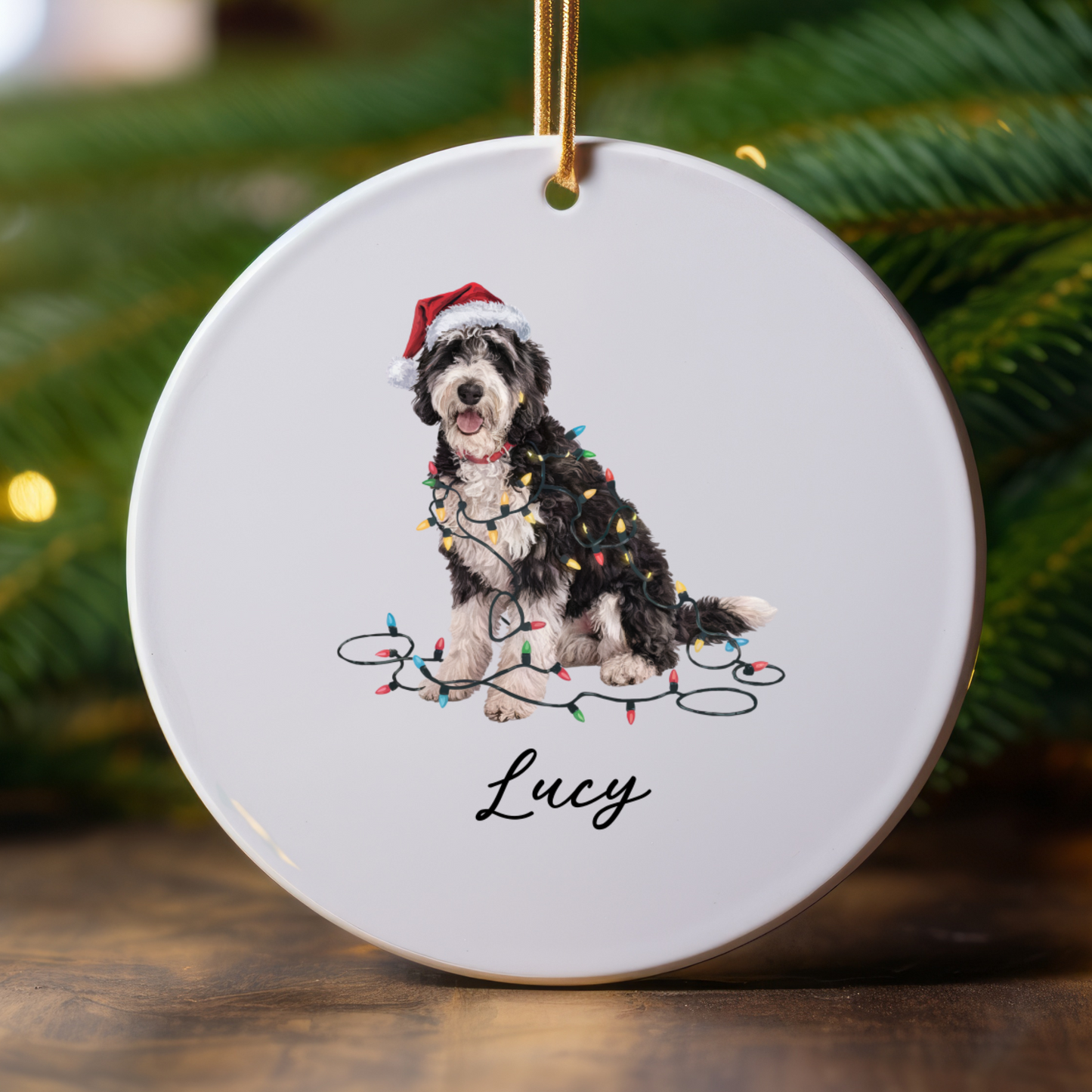 Personalized Labradoodle Ornament Custom Dog Keepsake Ceramic Holiday Decoration Pet Gift