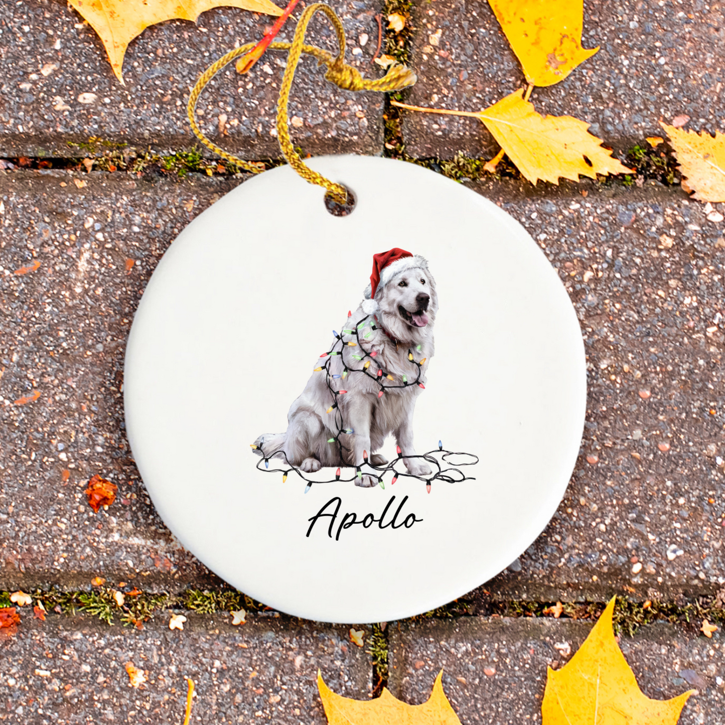 Personalized Pyrenees Ornament, Ceramic Dog Lover Christmas Tree Decor
