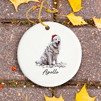 Personalized Pyrenees Ornament, Ceramic Dog Lover Christmas Tree Decor