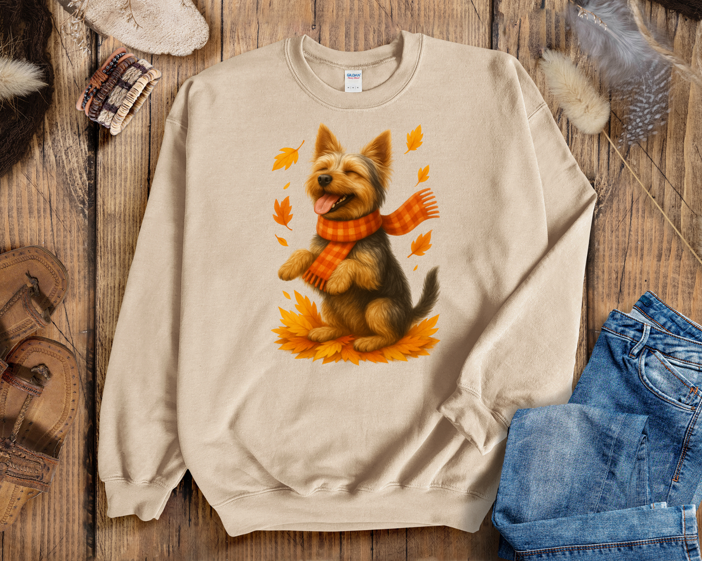 Yorkshire Terrier Fall Sweatshirt, Dog Lover Autumn Shirt, Cute Pet Apparel, Cozy Fall Dog Fashion, Gifts for Dog Owners