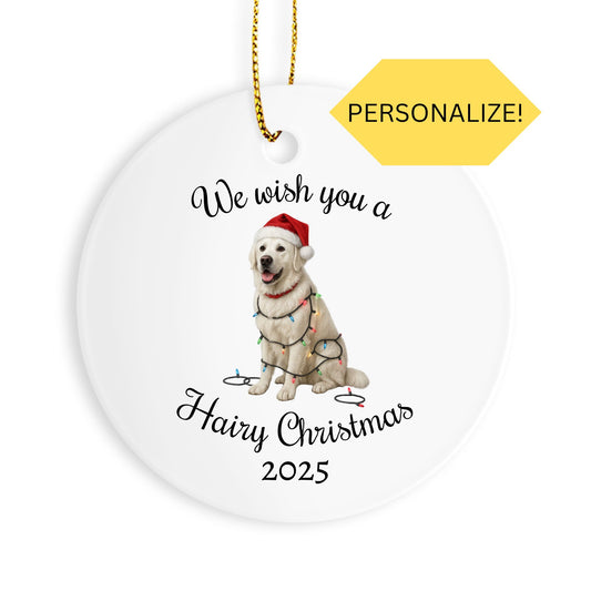 English Cream Golden Retriever We Wish You a Hairy Christmas Ornament
