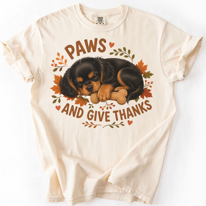 Black and Tan Cavalier Thanksgiving Shirt, Paws Give Thanks Tee, Fall Dog Lover Gift