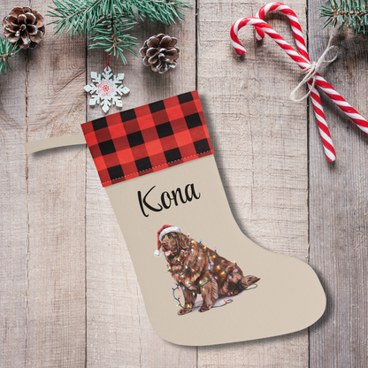 Personalized Brown Newfoundland Christmas Stocking, Holiday Decor Gift for Pet Lovers