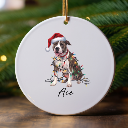 Personalized Pitbull Dog Ornament, Custom Ceramic Pet Keepsake