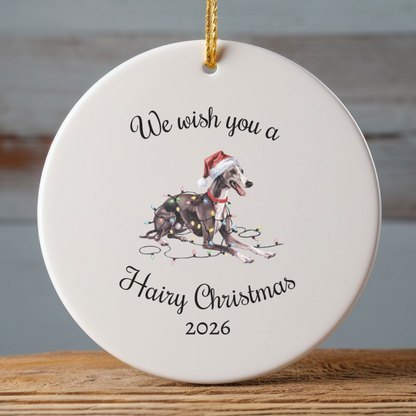 Christmas Greyhound Ornament, Christmas Lights Dog Keepsake