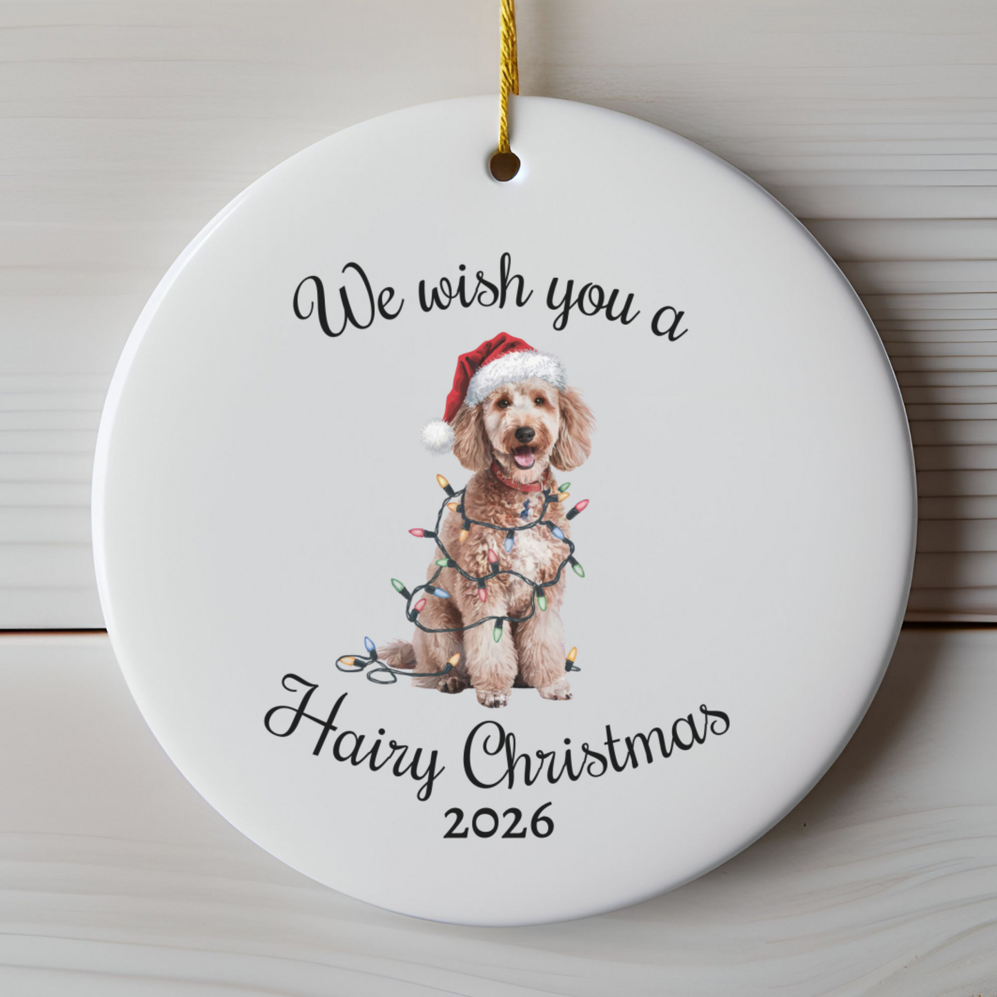 Christmas Poodle Ornament, Christmas Lights Dog Keepsake