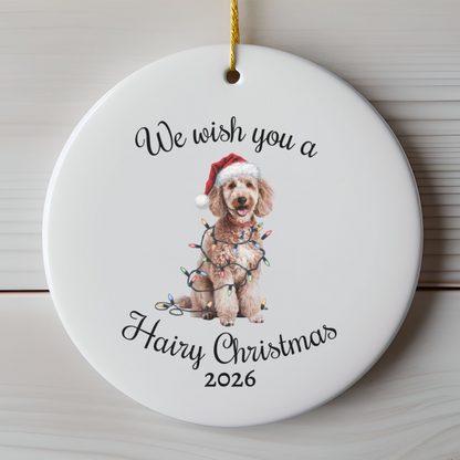 Christmas Poodle Ornament, Christmas Lights Dog Keepsake