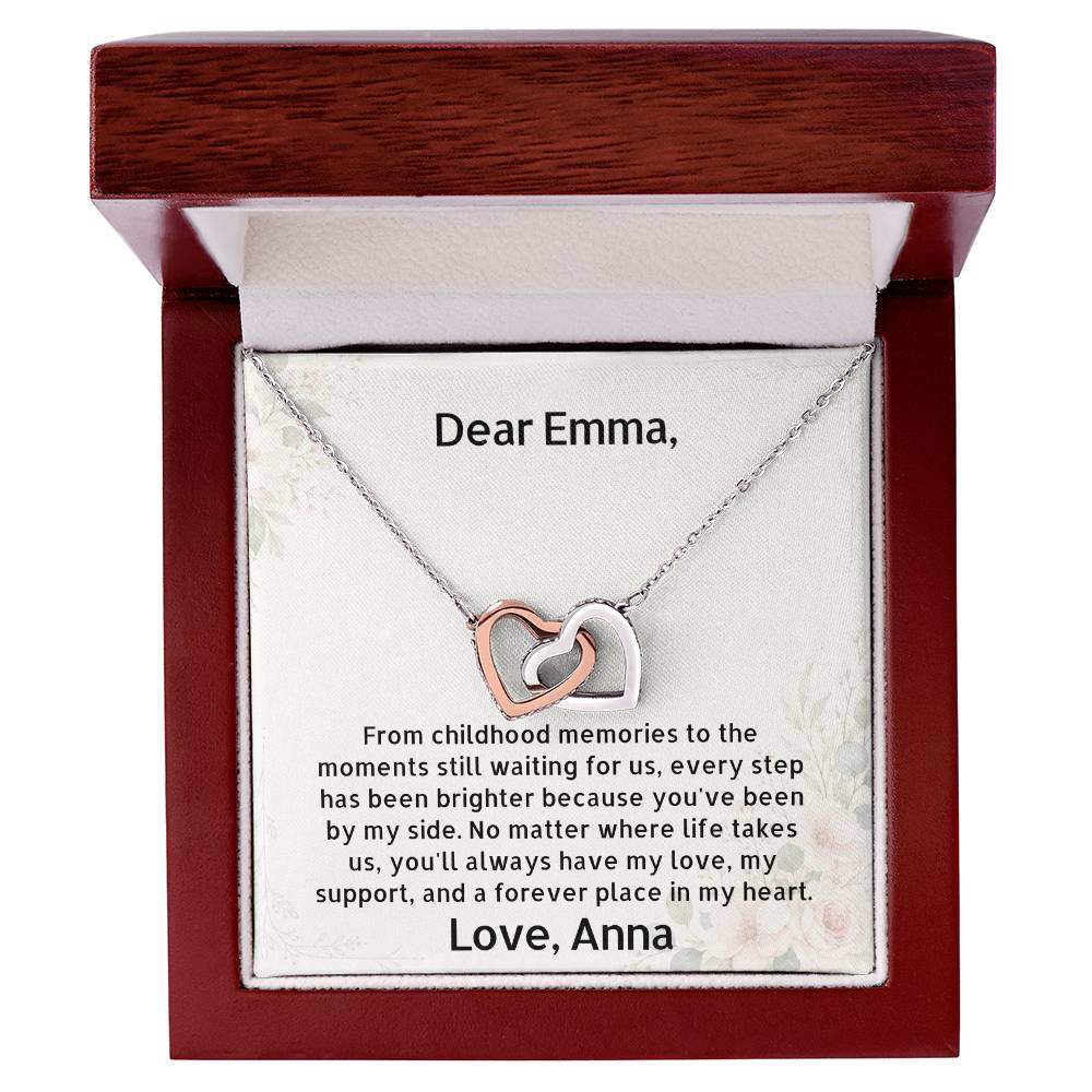 Personalized Sister Interlocking Hearts Necklace With Message Card | Gift from Sister