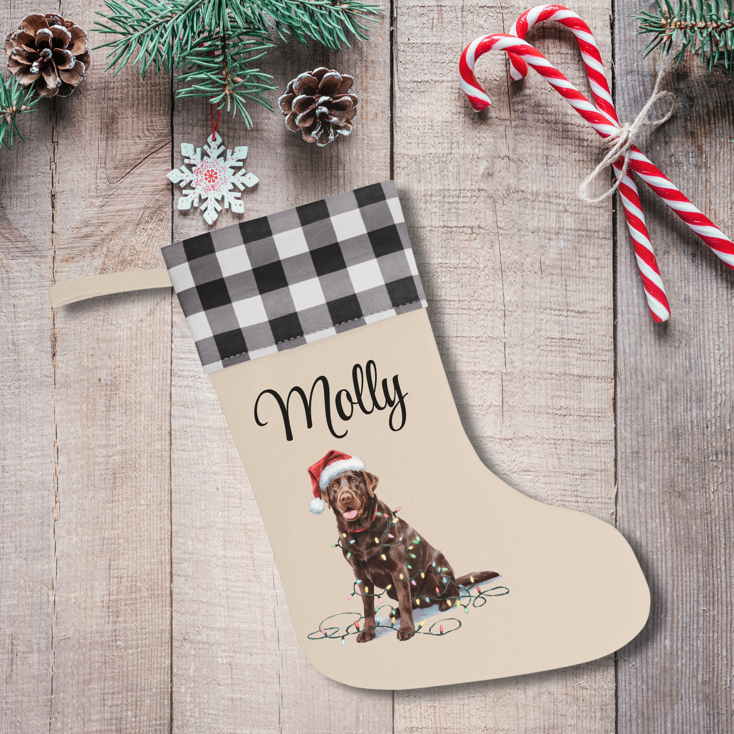 Personalized Chocolate Labrador Christmas Stocking,  Holiday Decor Gift for Pet Lovers