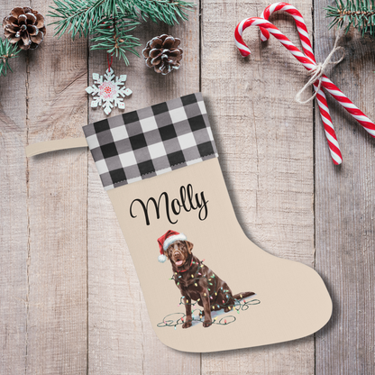 Personalized Chocolate Labrador Christmas Stocking,  Holiday Decor Gift for Pet Lovers