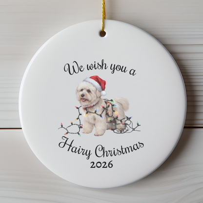 Bichon Frise Christmas Ornament, Personalized Ceramic Keepsake, Gift for Dog Lovers, Cute Bichon Dog Decor, Holiday Tree Decoration