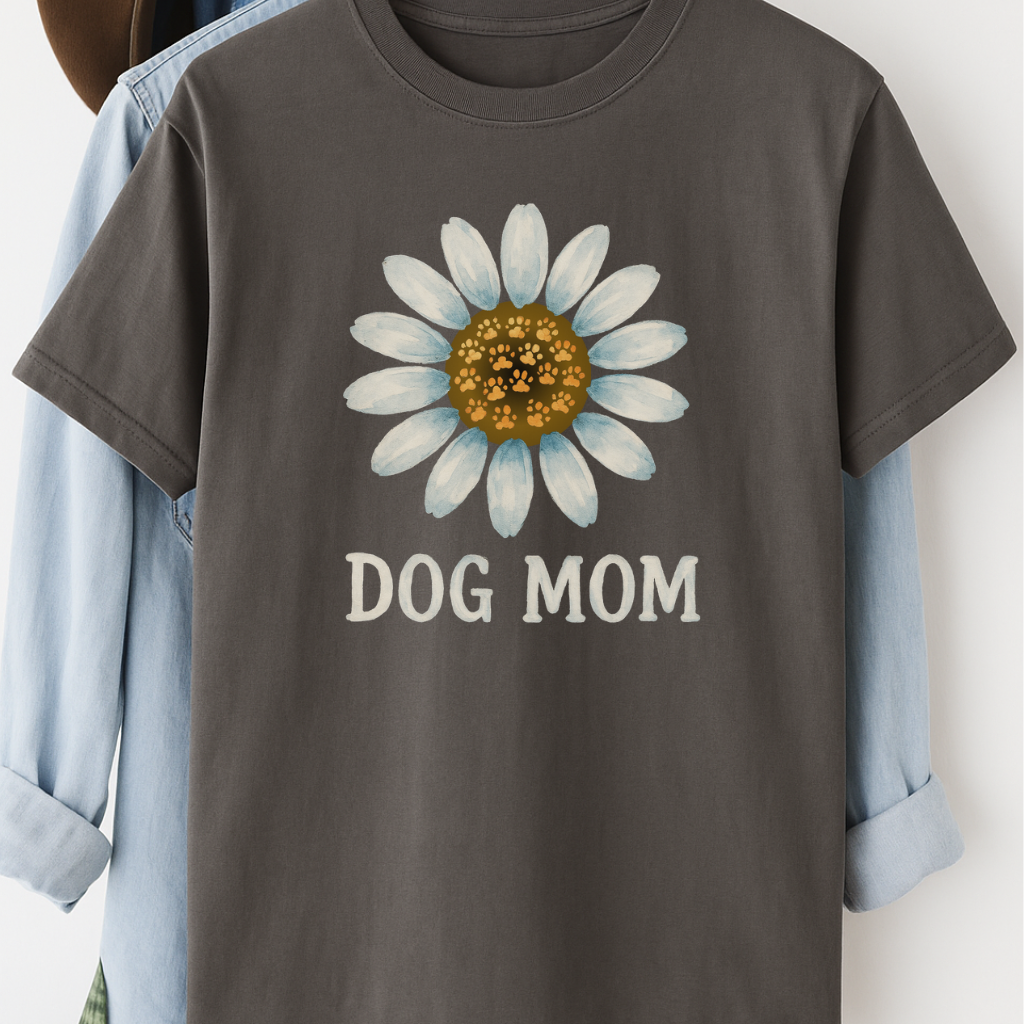 Dog Mom Shirt with Paw Print Flower Cute Pet Lover Tee Dog Mama Gift Floral Dog Mom T-Shirt Dog Mothers Day T-Shirt