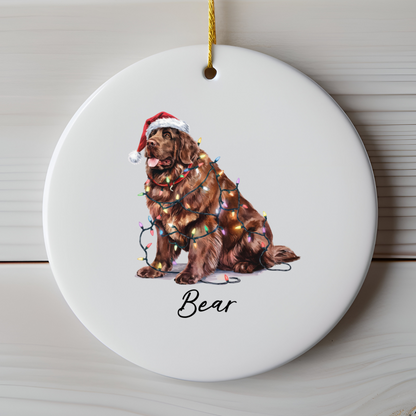 Brown Newfoundland Ornament, Custom Dog Keepsake