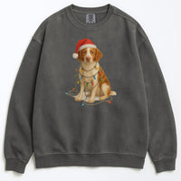 Load image into Gallery viewer, Brittany Spaniel Christmas Gift, Dog Lover Holiday Sweatshirt, Cozy Winter Apparel, Festive Puppy Design, Santa Hat Sweater
