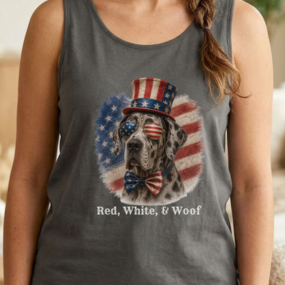 Patriotic Great Dane Tank Top, Red White & Woof