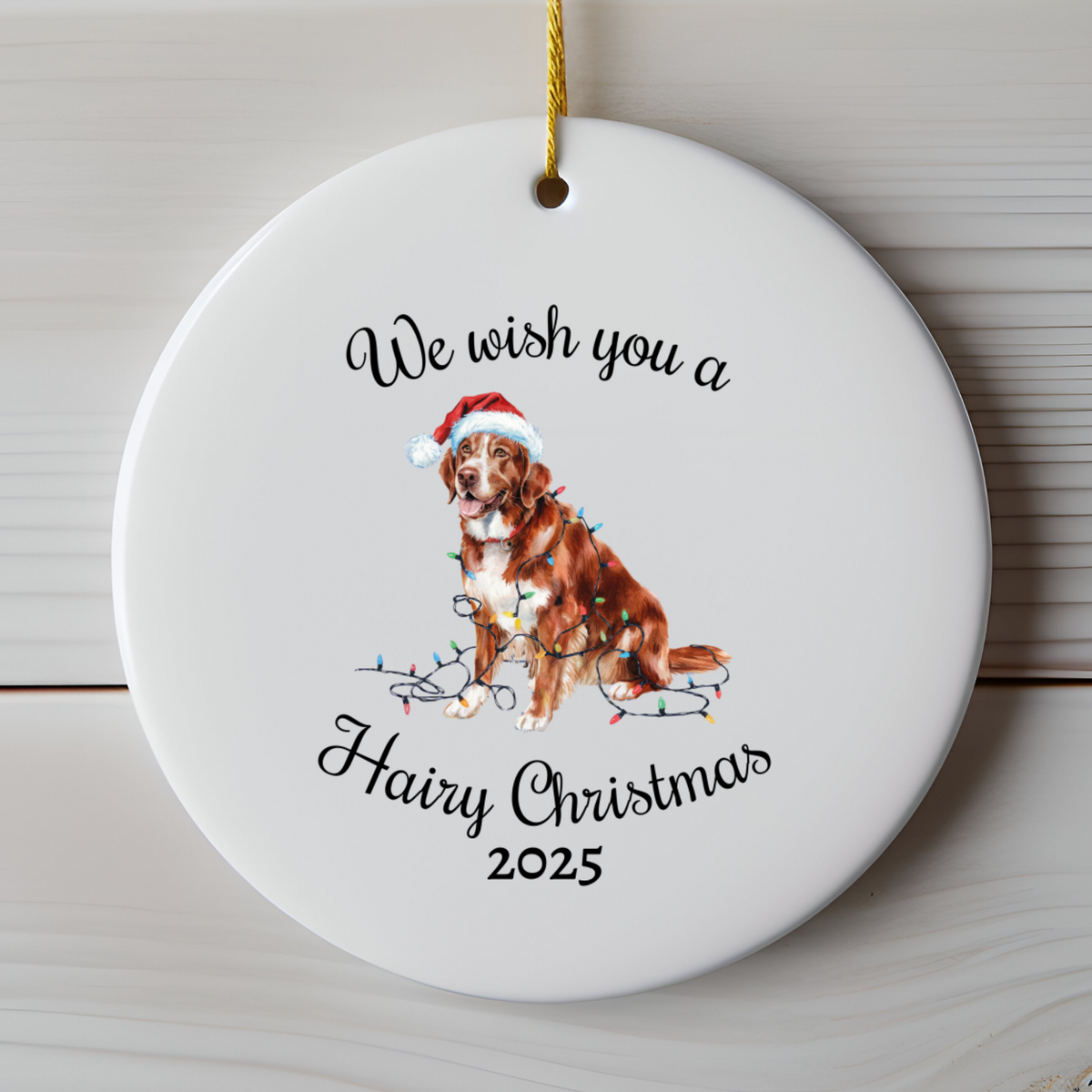 Christmas Nova Scotia Duck Tolling Retriever Ornament, Christmas Lights Dog Keepsake