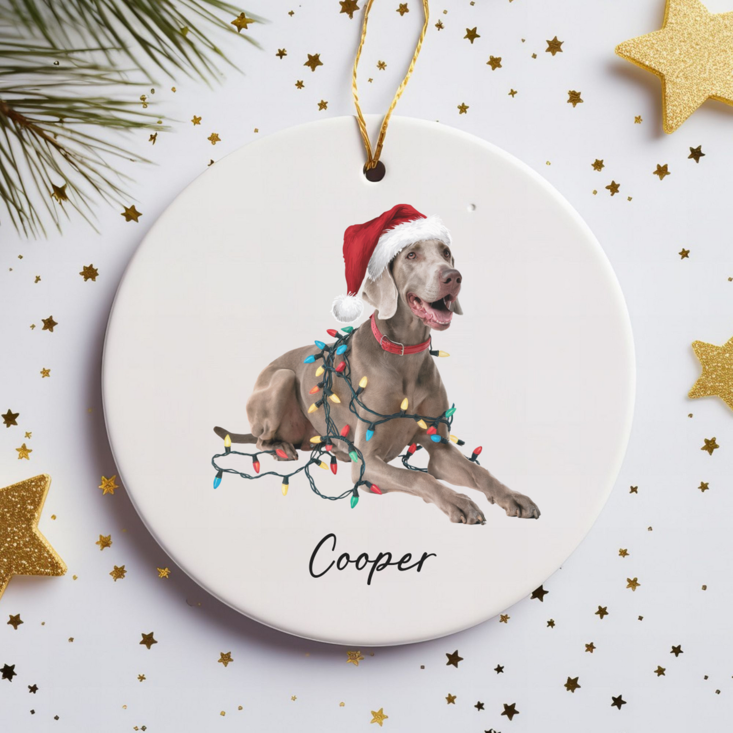 Weimaraner Ornament, Personalized Christmas Dog Gift