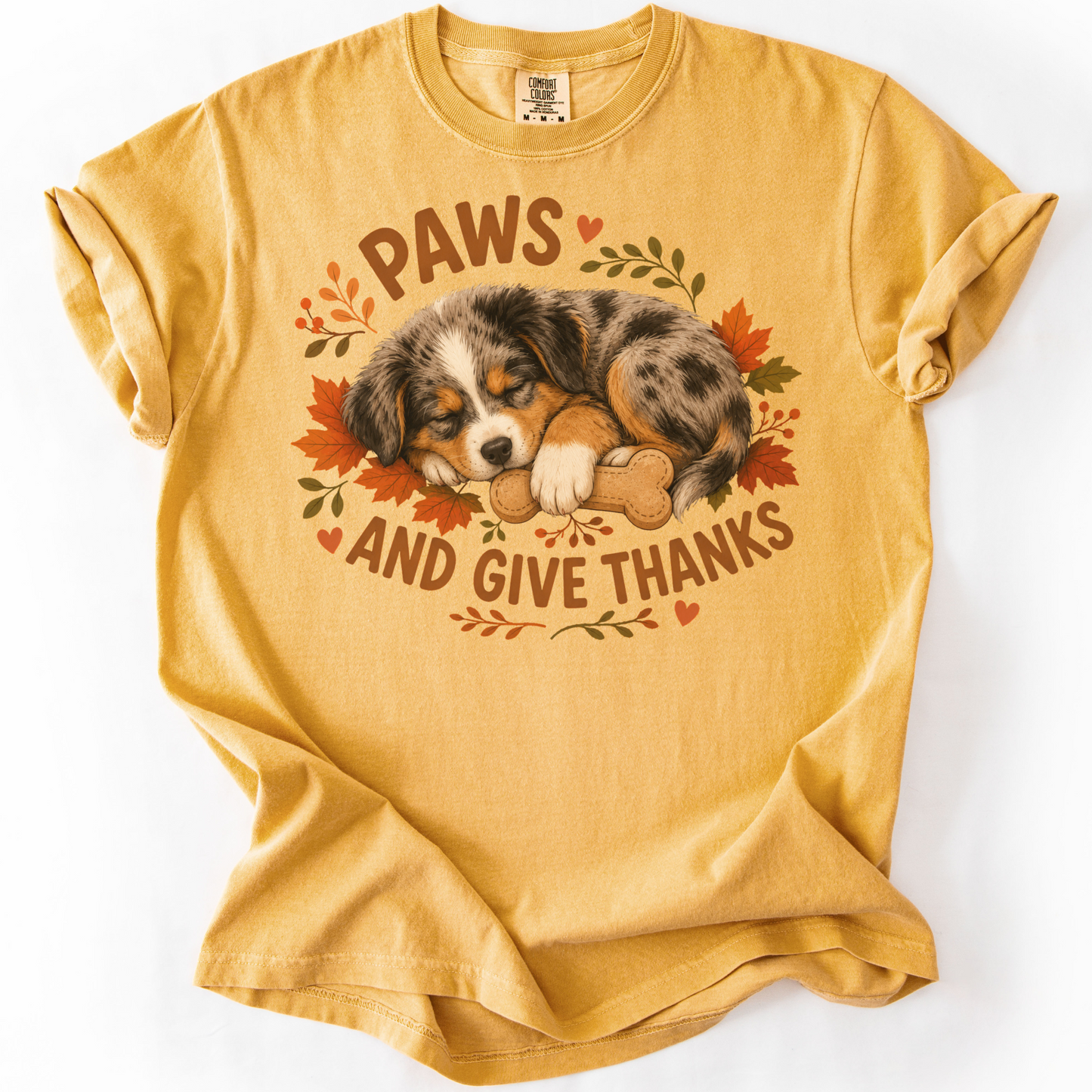 Australian Shepherd Fall Tee, Paws and Give Thanks Shirt, Thanksgiving Dog Lover Gift