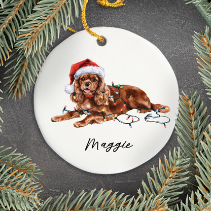 Ruby Cavalier King Charles Spaniel Ornament, Personalized Dog Christmas Decoration, Pet Lover Gift, Custom Holiday Decor