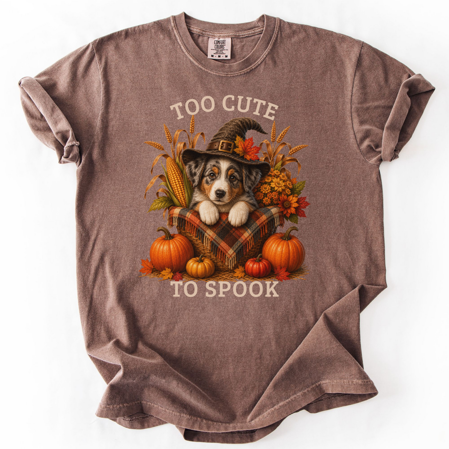 Australian Shepherd Halloween Shirt, Too Cute To Spook Fall Dog Lover Tee