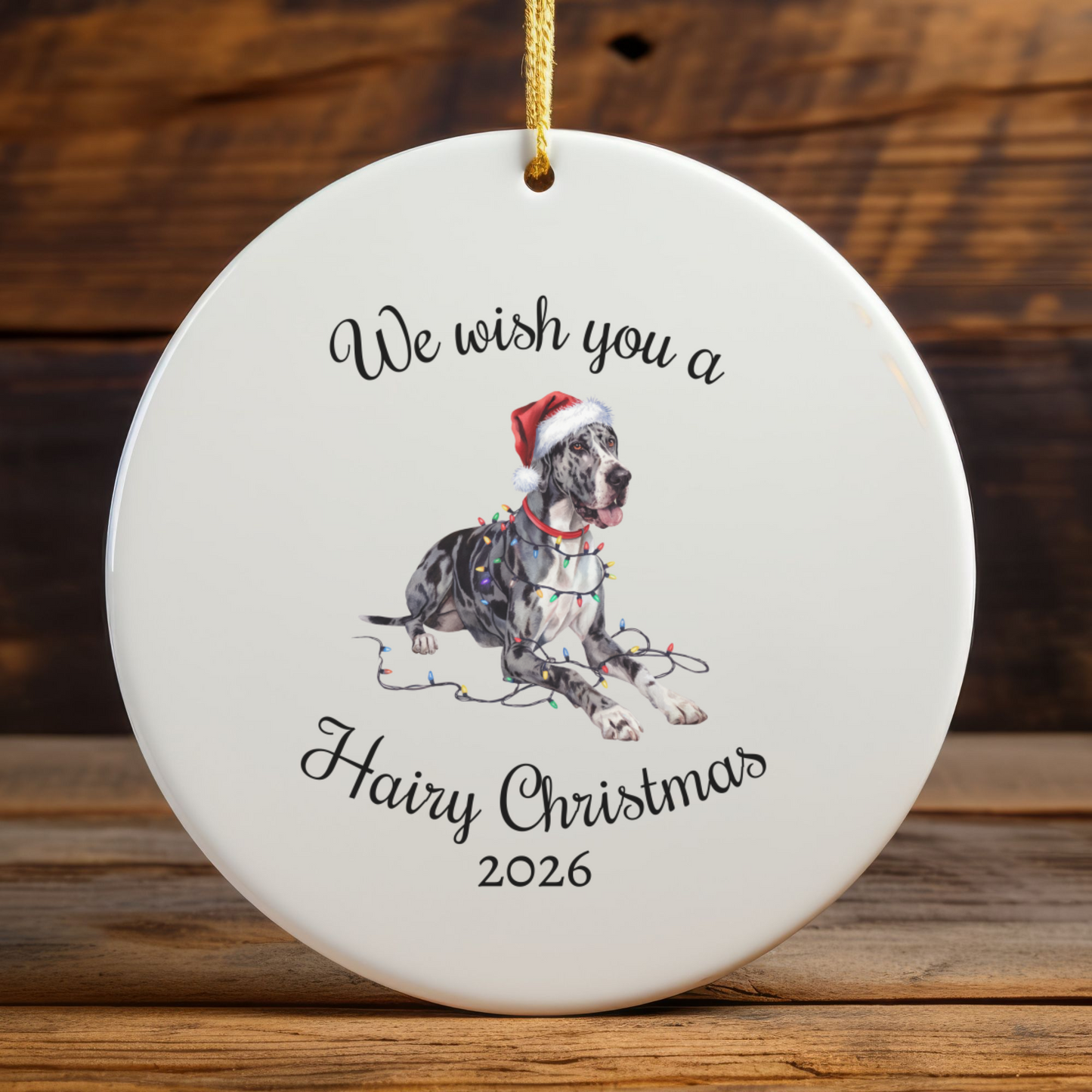 Christmas Great Dane Ornament, Christmas Lights Dog Keepsake