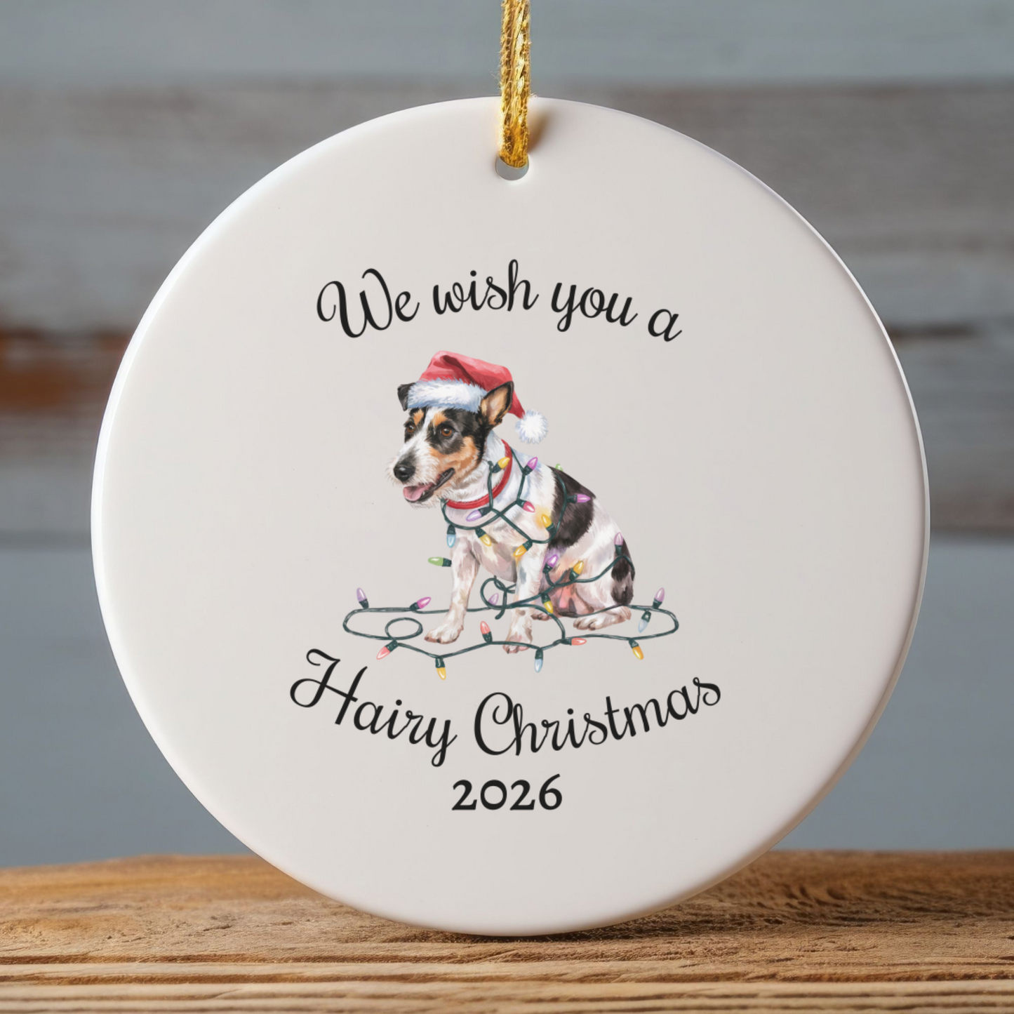 Christmas Rat Terrier Ornament, Christmas Lights Dog Keepsake