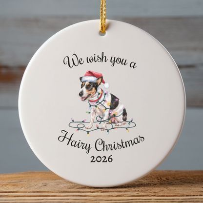 Christmas Rat Terrier Ornament, Christmas Lights Dog Keepsake