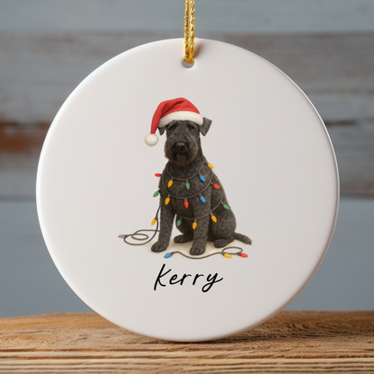 Personalized Kerry Blue Terrier Christmas Ornament, Ceramic Dog Holiday Keepsake