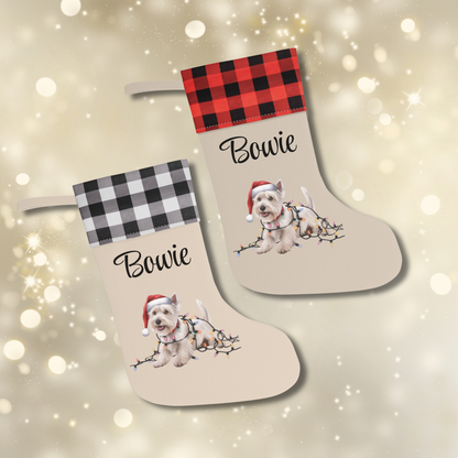 Personalized West Highland Terrier Christmas Stocking, Holiday Decor Gift for Westie Lovers