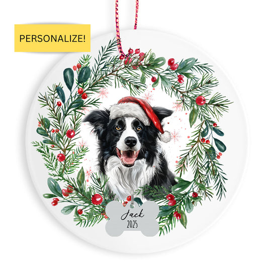 Personalized Border Collie Christmas Ornament