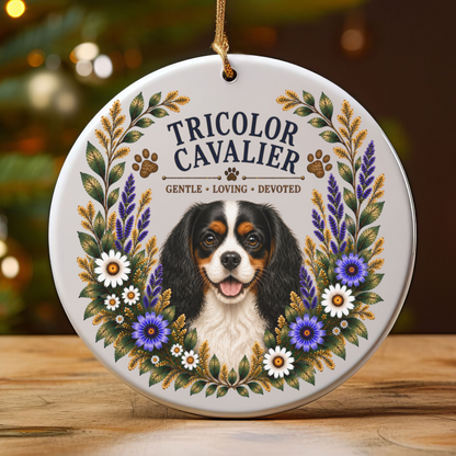 Tricolor Cavalier Ornament, Cavalier King Charles Spaniel Gift, Tricolor Cavalier Dog Mom Keepsake
