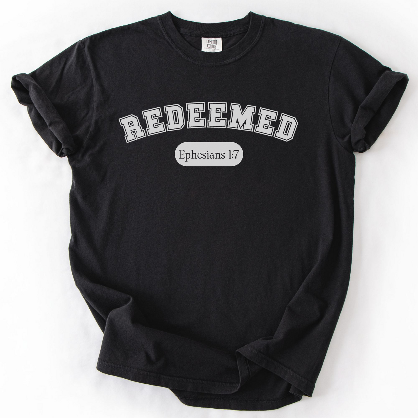 Redeemed Shirt, Christian Comfort Colors Tee, Ephesians 1:7 Bible Verse