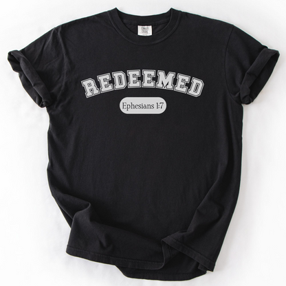 Redeemed Shirt, Christian Comfort Colors Tee, Ephesians 1:7 Bible Verse