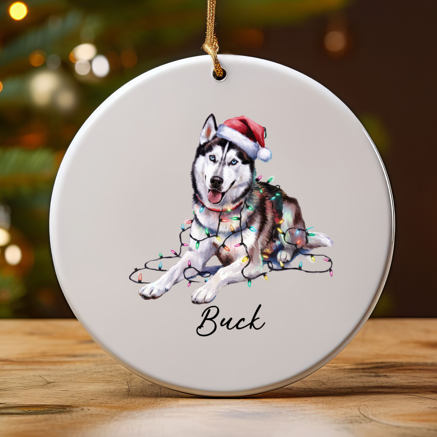 Siberian Husky Ornament Personalized Pet Gift, Custom Christmas Tree Decor