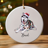 Load image into Gallery viewer, Siberian Husky Ornament Personalized Pet Gift, Custom Christmas Tree Decor
