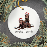 Load image into Gallery viewer, Chocolate Labradors Ornament, Personalized Dog Christmas Decor
