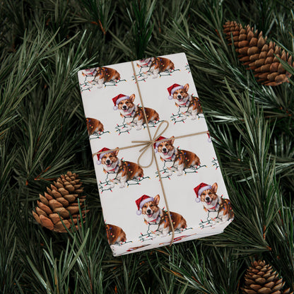 Corgi Christmas Lights Wrapping Paper