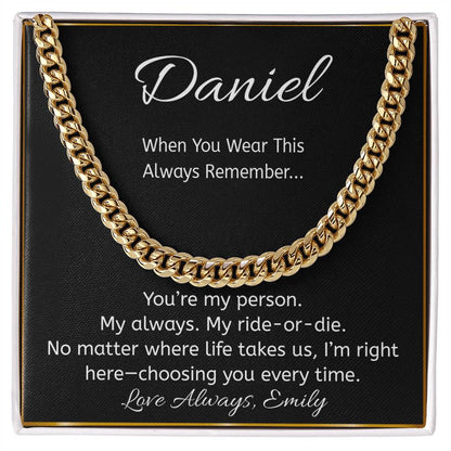 “You’re My Person” Personalized Message Card Necklace – Ride or Die Gift