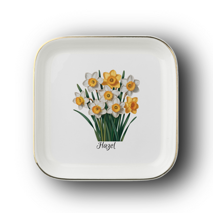 Personalized Birth Flower Jewelry Dish