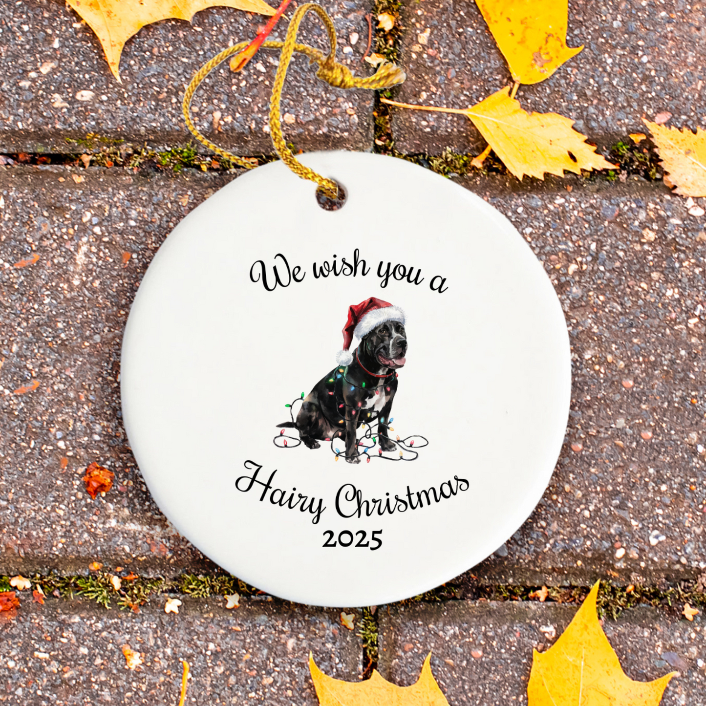 Christmas Cane Corso Ornament, Christmas Lights Dog Keepsake