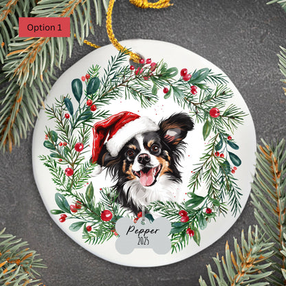 Personalized Papillon Christmas Ornament