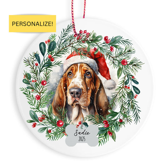Personalized Basset Hound Christmas Ornament