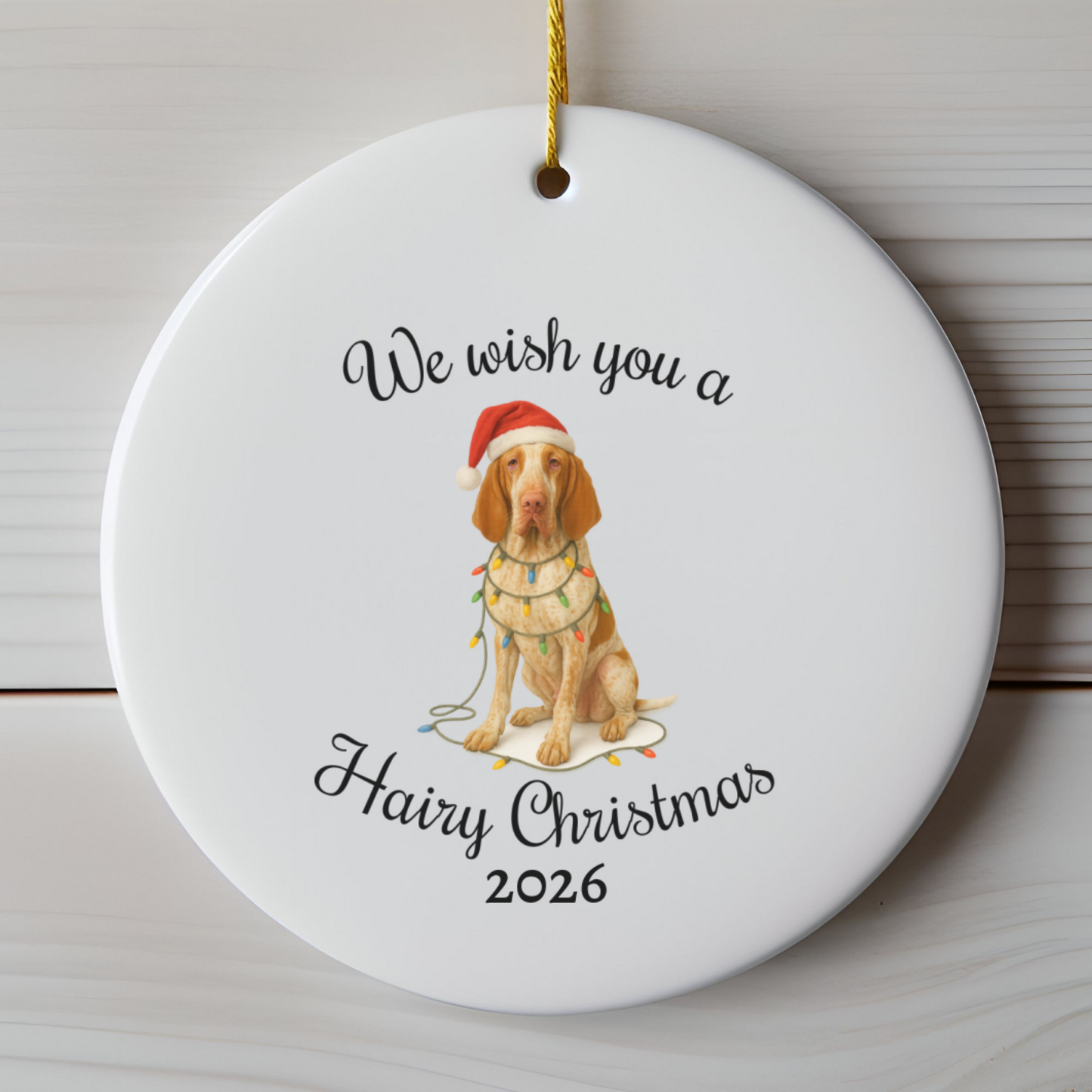 Bracco Italiano Ornament, Personalized Christmas Dog Keepsake, Holiday Pet Lover Gift, Ceramic Holiday Decoration, Custom Date