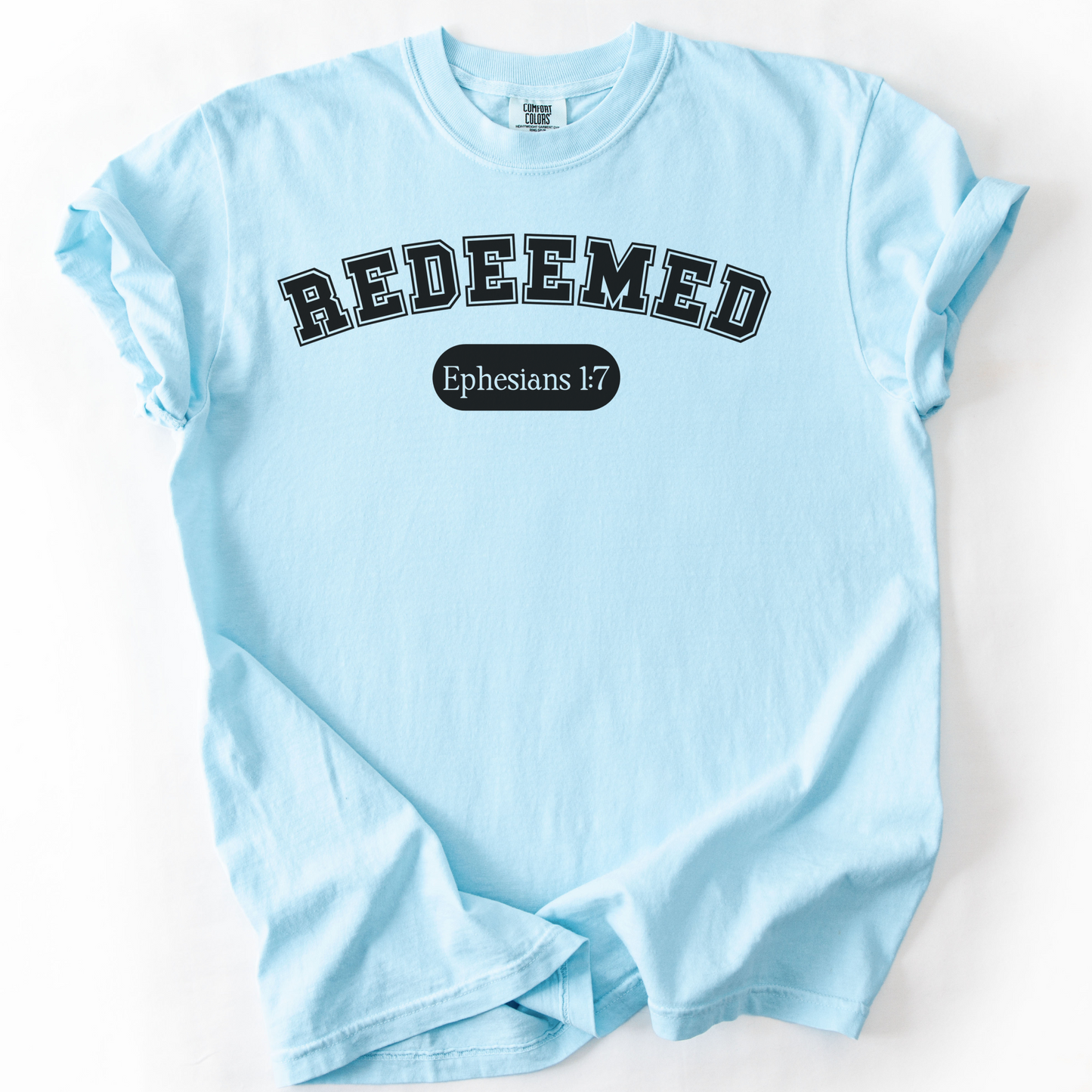 Redeemed Shirt, Christian Comfort Colors Tee, Ephesians 1:7 Bible Verse