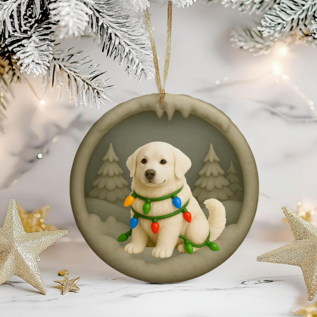 Personalized Great Pyrenees Christmas 3D Clay-Style Dog Keepsake
