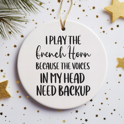 French Horn Ornament, Ceramic Musician Gift