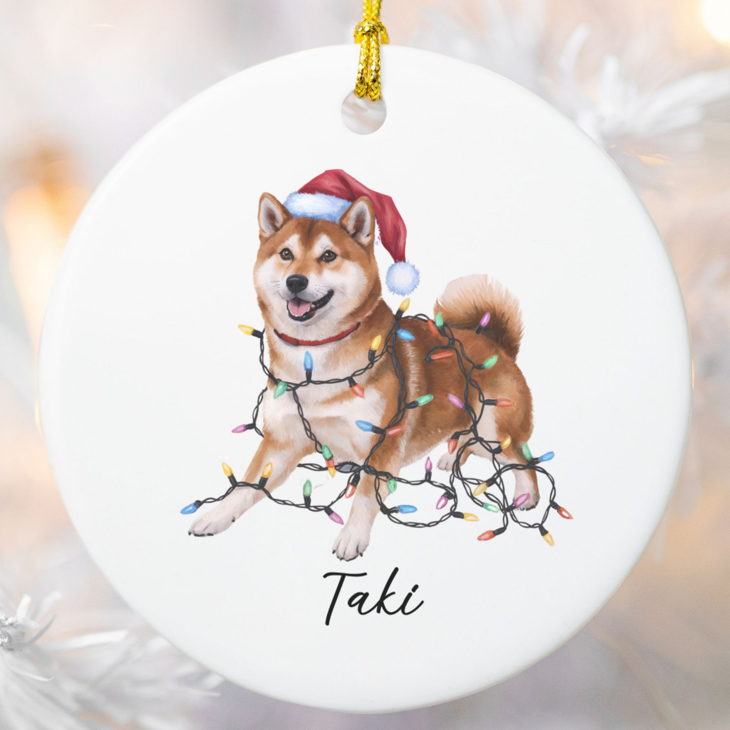 Personalized Red Shiba Inu Ornament, Custom Pet Lover Gift