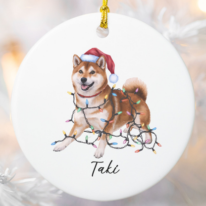 Personalized Red Shiba Inu Ornament, Custom Pet Lover Gift