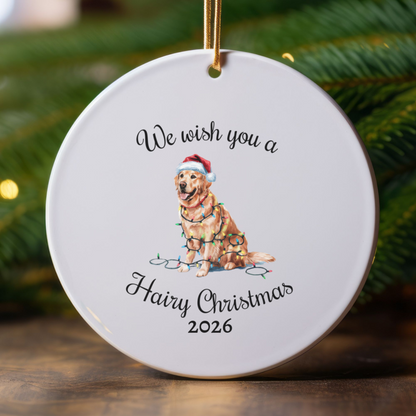 Christmas Golden Retriever Ornament, Christmas Lights Dog Keepsake